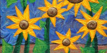 Sonnenblumen, Wiese, Sonne, Gemälde, Kunst